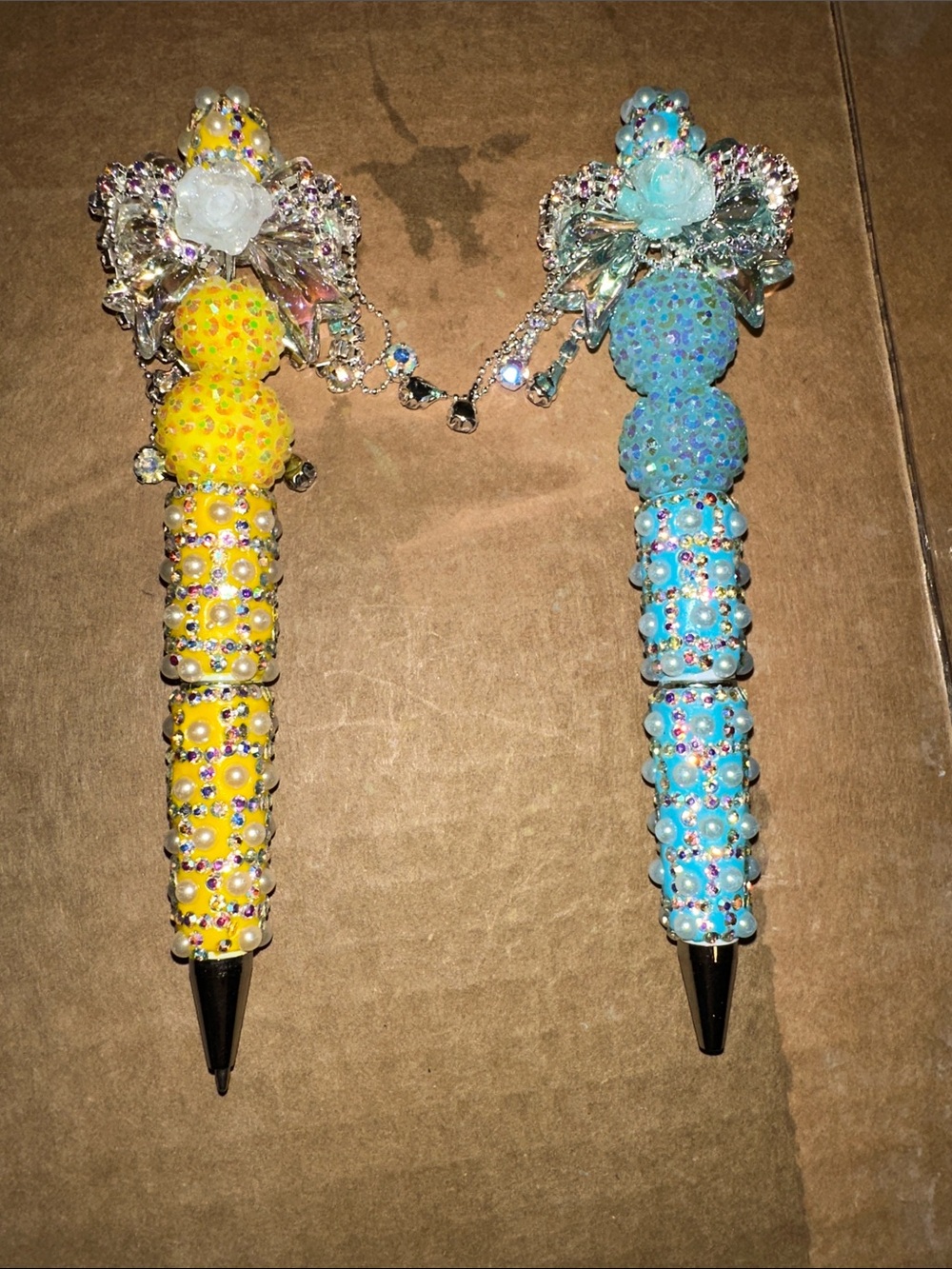 Handmade Sparkle Beaded Kids Pen - Yellow or Blue $17 Each 🦩